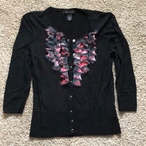 WH/BM Black Ruffle Cardigan